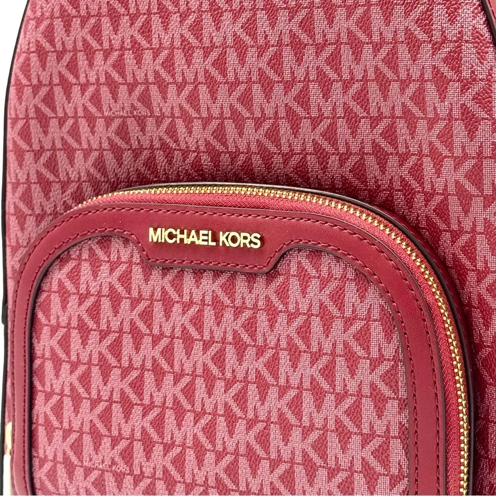 Michael Kors Jaycee Medium Signature Logo Backpack Cherry